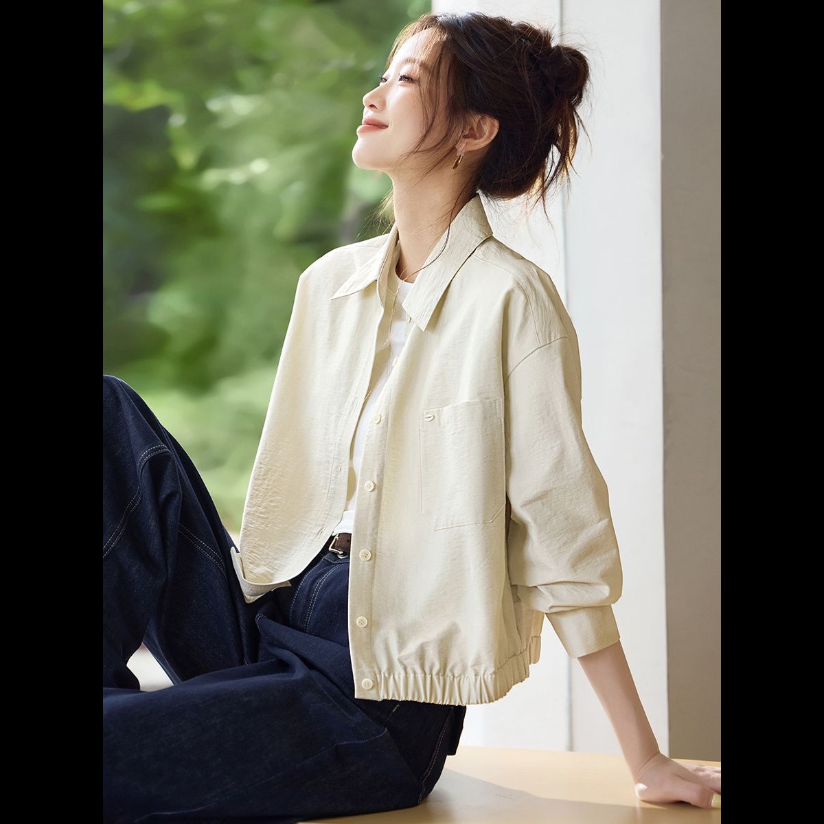 13844013.诗茉琳秋装穿搭休闲风衬衫外套女2026秋季新款洋气开衫春秋气质短款外套