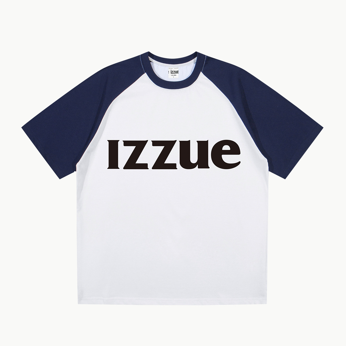 13737418.i.t izzue夏季撞色拼接插肩袖字母短袖纯棉情侣款T恤1M