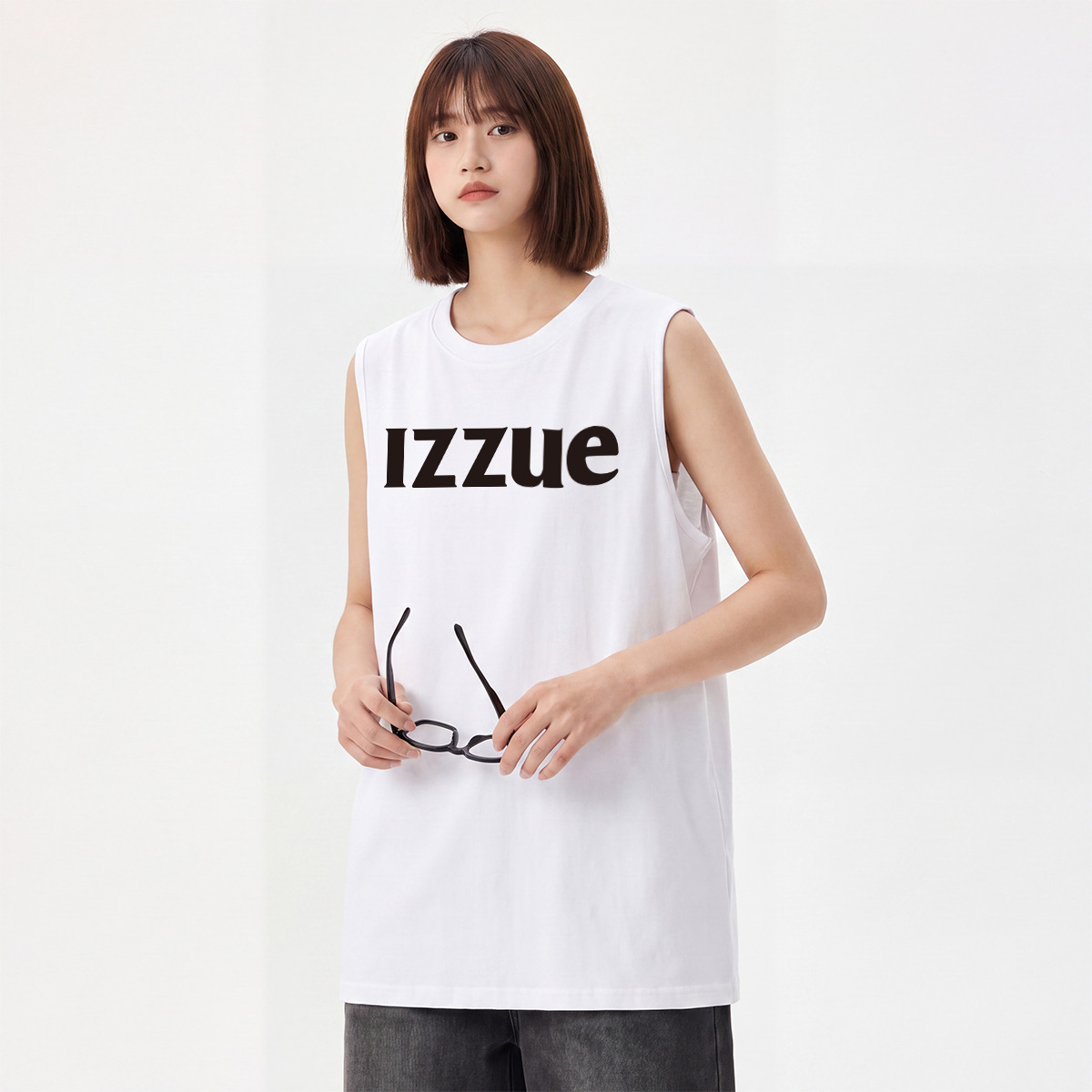 13738290.i.t izzue无袖休闲坎肩简约纯棉重磅透气春夏男女款背心1M