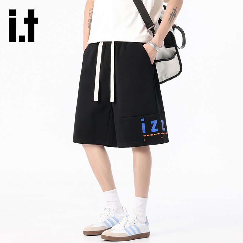 13738064.i.t izzue直筒短裤男女款潮牌舒适透气休闲运动五分短裤1M