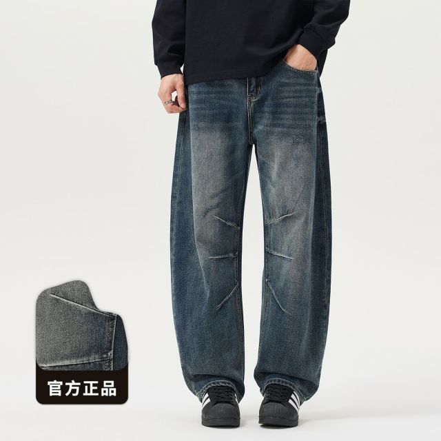 13747384.i.t izzue美式复古水洗牛仔裤男潮牌高街宽松直筒阔腿裤1M