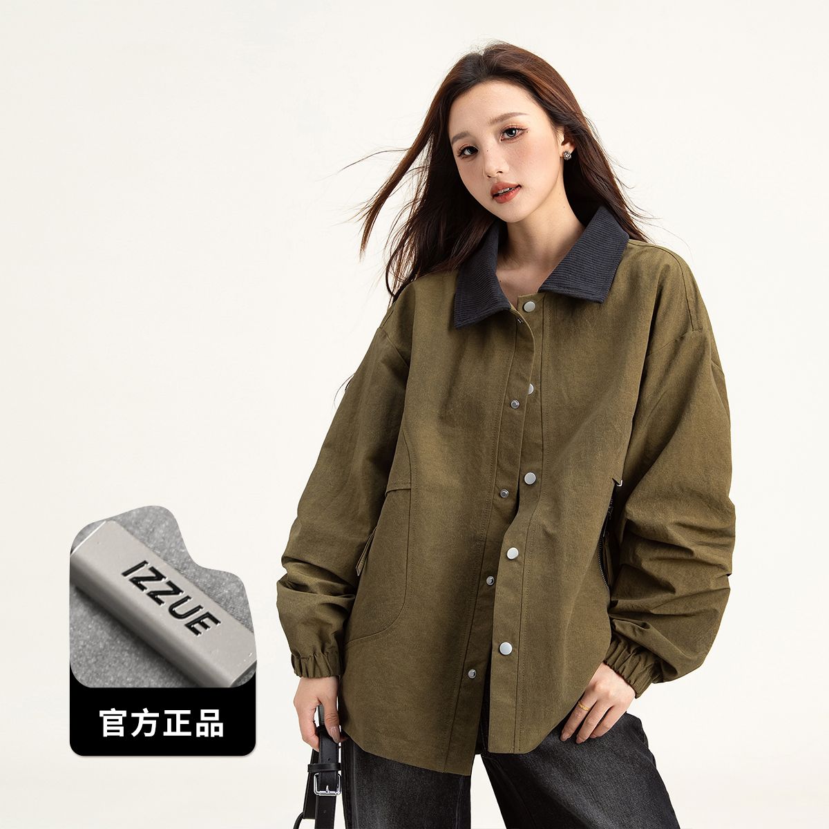 13802405.i.t izzue美式潮牌夹克女款秋冬2026新款休闲百搭工装外套上衣1M