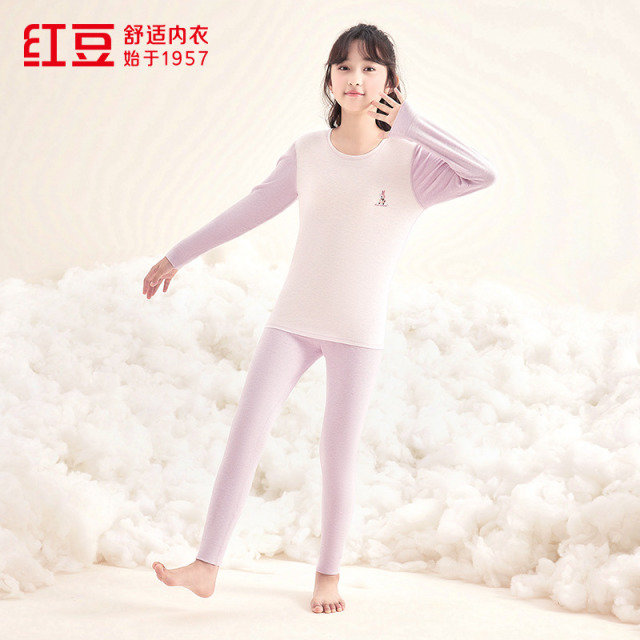 13842066.门店同款棉花糖系列男童女童秋冬莫代尔长绒棉保暖内衣套装 中大童轻薄柔滑弹力大圆领秋衣秋裤