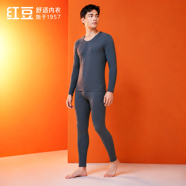 13842485.红豆绒双面绒系列情侣男女秋冬发热保暖内衣套装 护膝贴片色纺高弹修身无痕秋衣秋裤