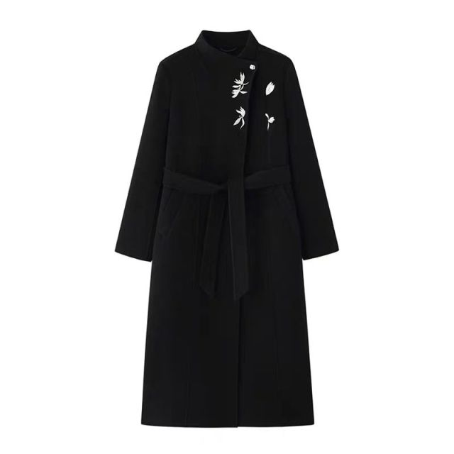 13843736.【雅薇吉】蝴蝶兰国风中式刺绣双面呢大衣BQD1025873