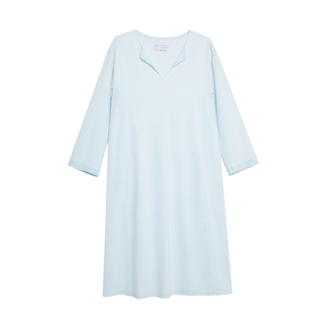 13842442.爱慕海藻睡眠衣2女士家居服可外穿深睡圆领九分袖睡裙AM44D561