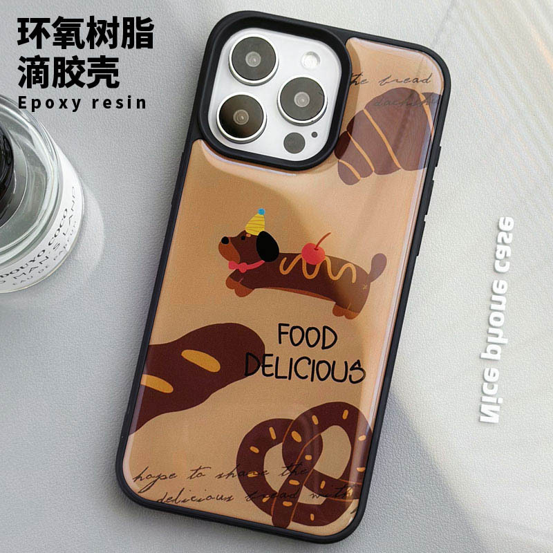 12167909.腊肠狗原创适用iPhone16promax手机壳苹果15pro/14滴胶保护套13/12男女卡通ins手机壳