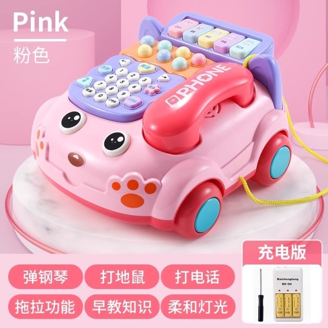12183713.婴儿童玩具仿真电话机座机幼儿宝宝音乐手机益智早教打地鼠男女孩早教益智玩具