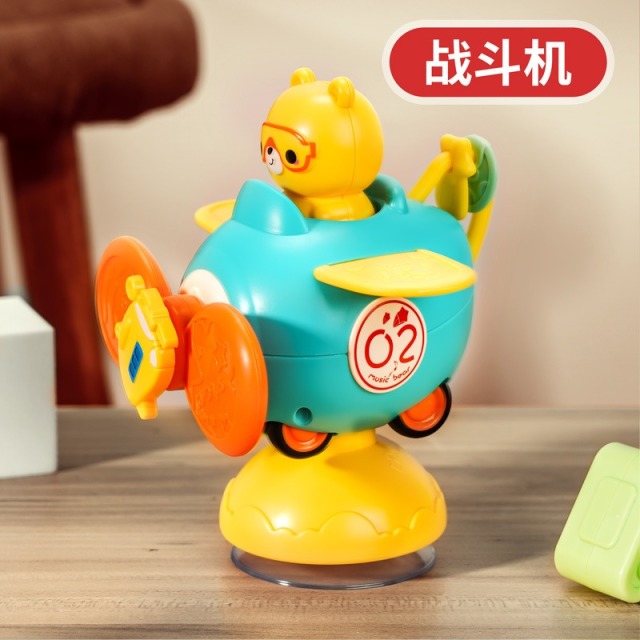 12189486.飞机转转乐宝宝吃饭餐椅吸盘玩具0-1岁婴儿6个月餐桌滑行儿童益智转转乐回力