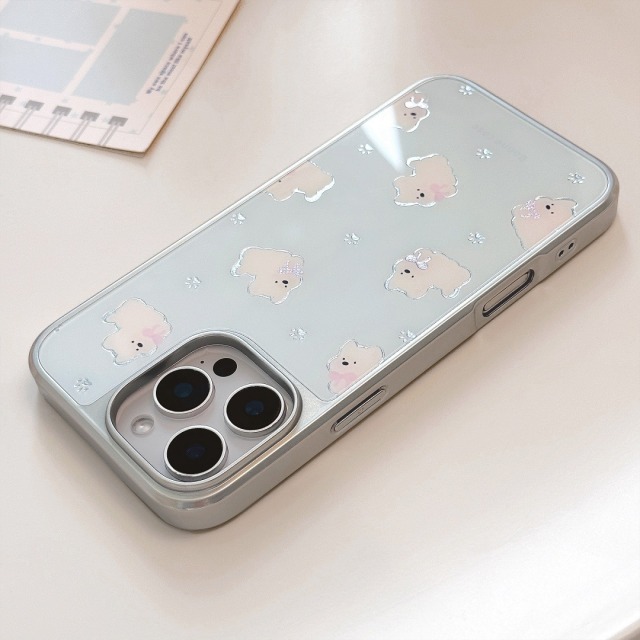 12442404.鎏金ins可爱奶蓝西高地磁吸支架适用苹果16ProMax手机壳iPhone16新款15Pro女款14电镀12韩系小众硬壳