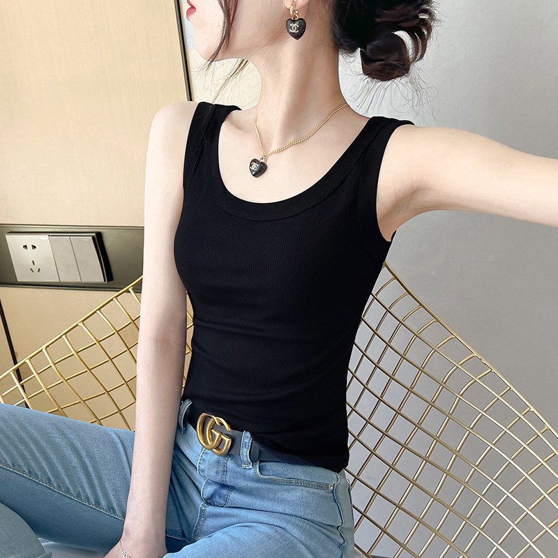 12204232.吊带小背心女夏内搭针织外穿美背螺纹法式设计感性感无袖上衣打底
