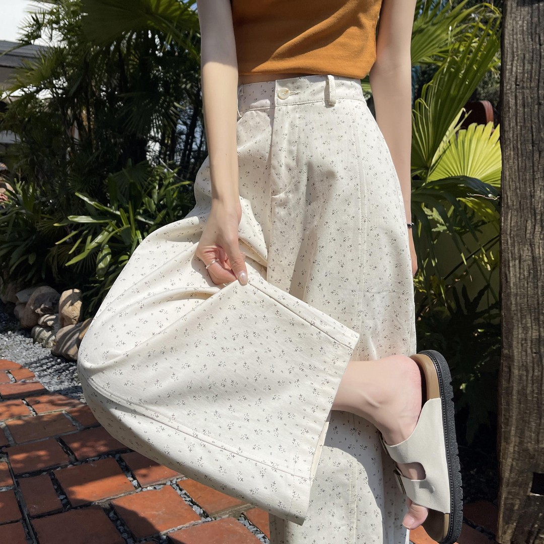 13584261.洗水棉碎花阔腿裤女夏季薄款小个子高腰显瘦九分裤百搭宽松休闲裤