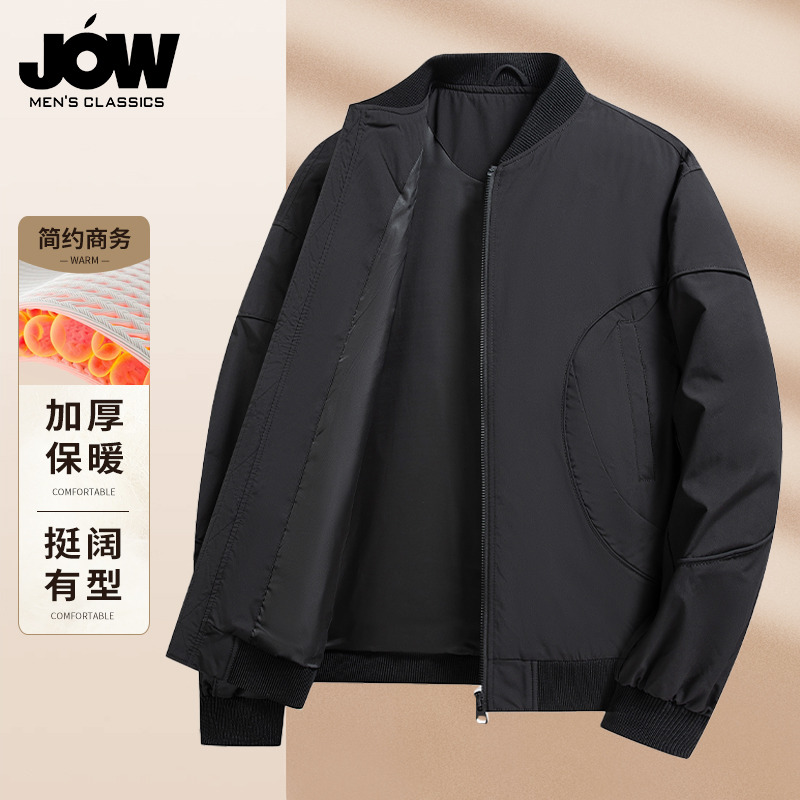 11285199.乔沃棒球领夹克男冬季休闲加厚保暖外套