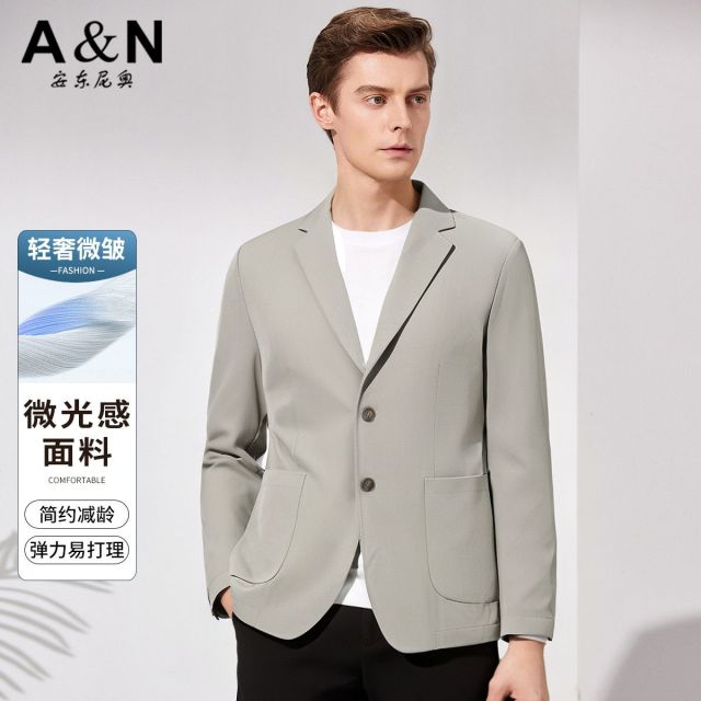 11798183.【弹力轻奢微皱】春季休闲西服男商务通勤百搭单西薄款西装外套