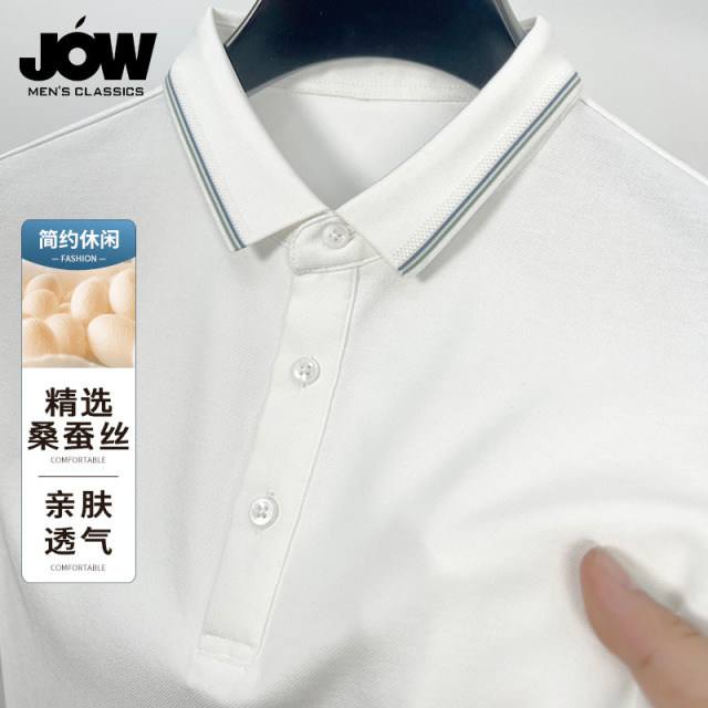 11815901.【含桑蚕丝】乔沃商务POLO衫男春秋时尚舒适百搭长袖T恤