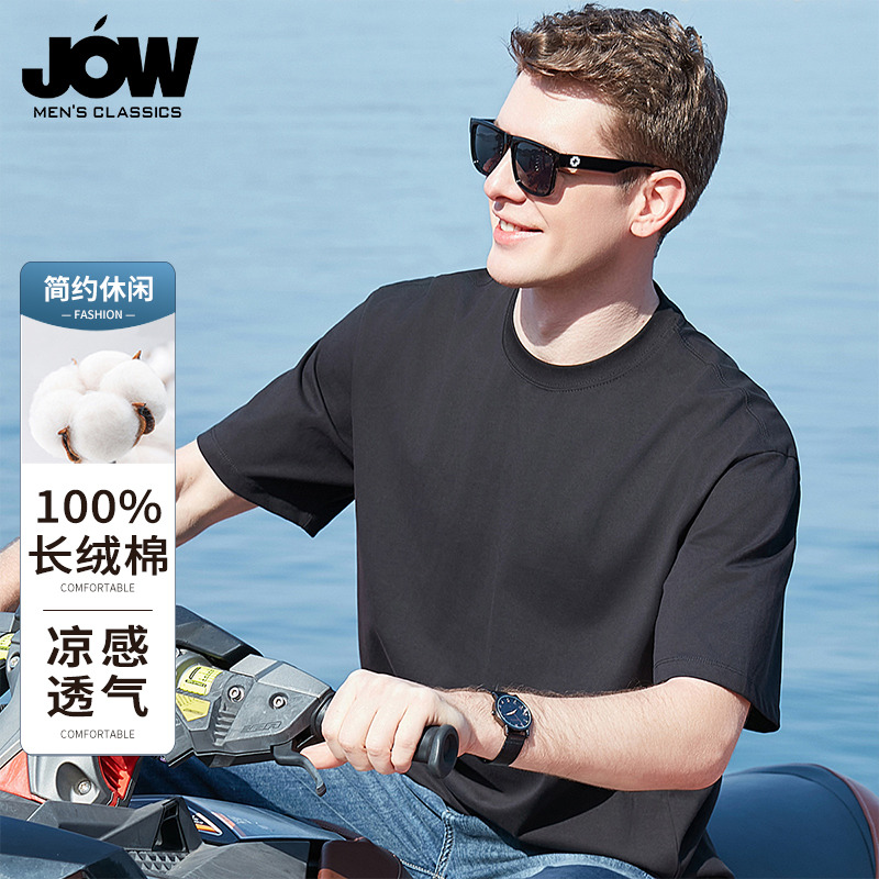 11886058.【100%棉&亲肤透气】重磅阔版运动纯色百搭打底T恤男圆领体恤
