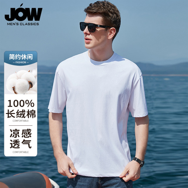 11886058.【100%棉&亲肤透气】重磅阔版运动纯色百搭打底T恤男圆领体恤