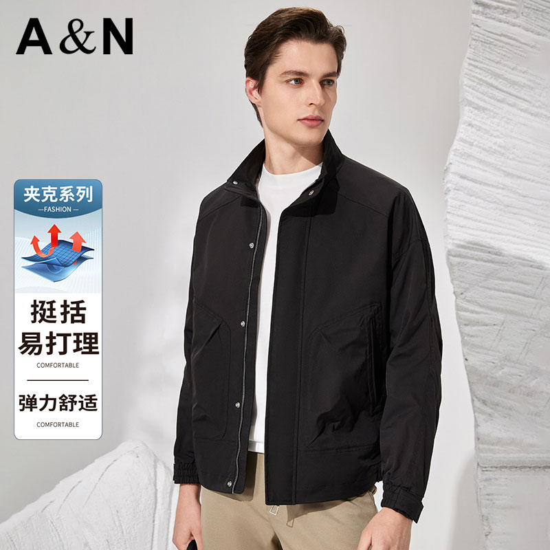 12111238.【拼接工装风】春秋新款时尚立领夹克外套