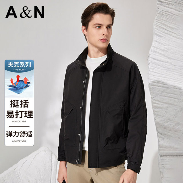 12111238.【拼接工装风】春秋新款时尚立领夹克外套