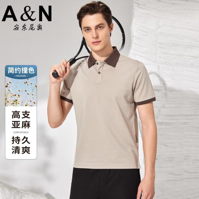 12307271.【持久清爽】轻奢简约撞色男士POLO衫夏季透气舒适翻领t恤