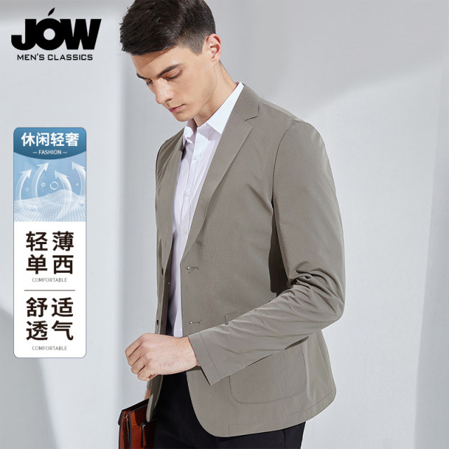 12417432.【轻奢条纹】乔沃秋季薄款休闲西服男透气轻盈易打理单西装外套