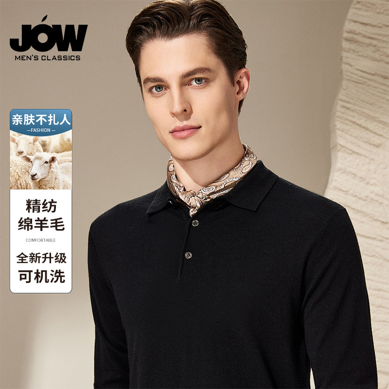 12461602.【可机洗全新升级】秋季商务休闲翻领羊毛衫男羊毛针织POLO衫