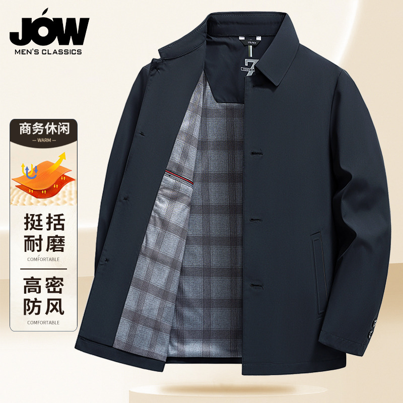 12499655.【经典行政通勤】早秋季商务休闲男士翻领拉链单夹克外套男