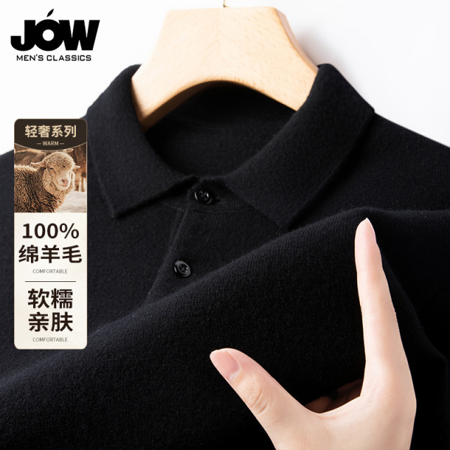 12522976.乔沃【100%绵羊毛爆款】Polo领羊毛衫男秋冬保暖毛衣针织衫
