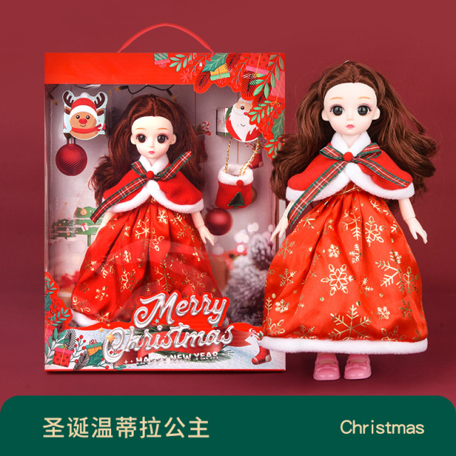 11941493.圣诞新年礼物 儿童多关节女孩圣诞芭比洋娃娃玩具套装