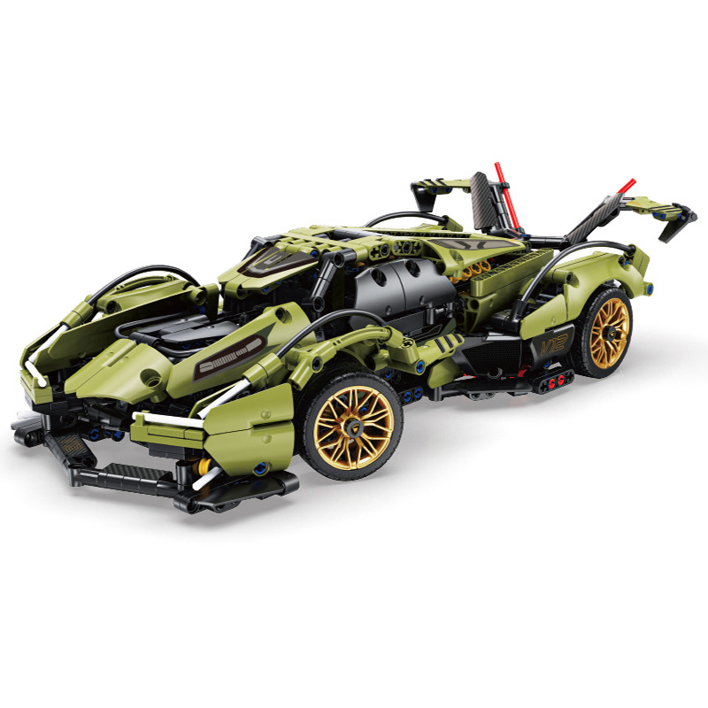 11941488.六一礼物1158颗粒1:14 V12超跑模型车拼装积木玩具