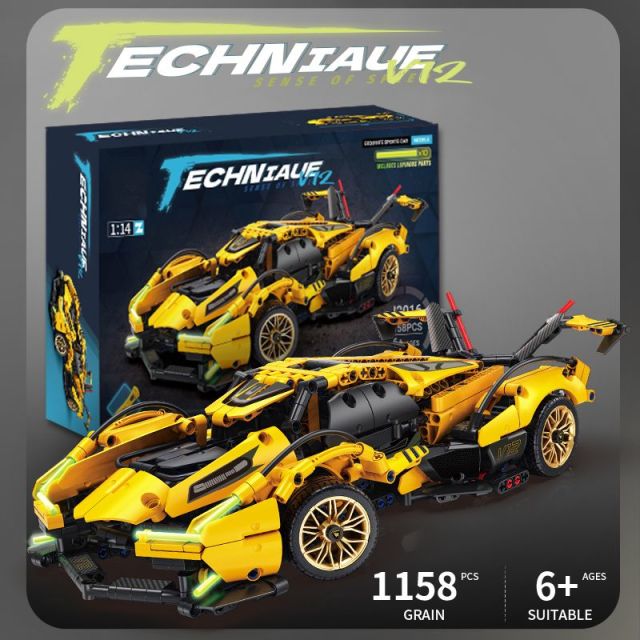 11941486.六一礼物1158颗粒1:14    V12超跑模型车拼装积木玩具
