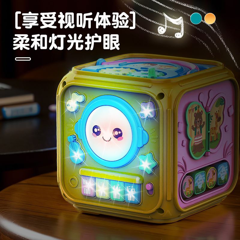 11941483.六面体益智玩具婴儿手拍鼓儿童拍拍鼓灯光音乐宝宝幼儿早教0-1岁玩具