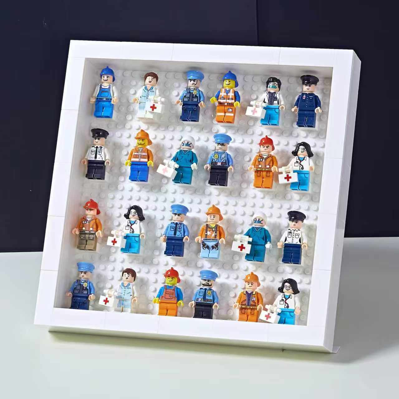 12234315.兼容积木diy拼装玩具人仔展示盒人偶积木墙相框挂画男女孩玩具