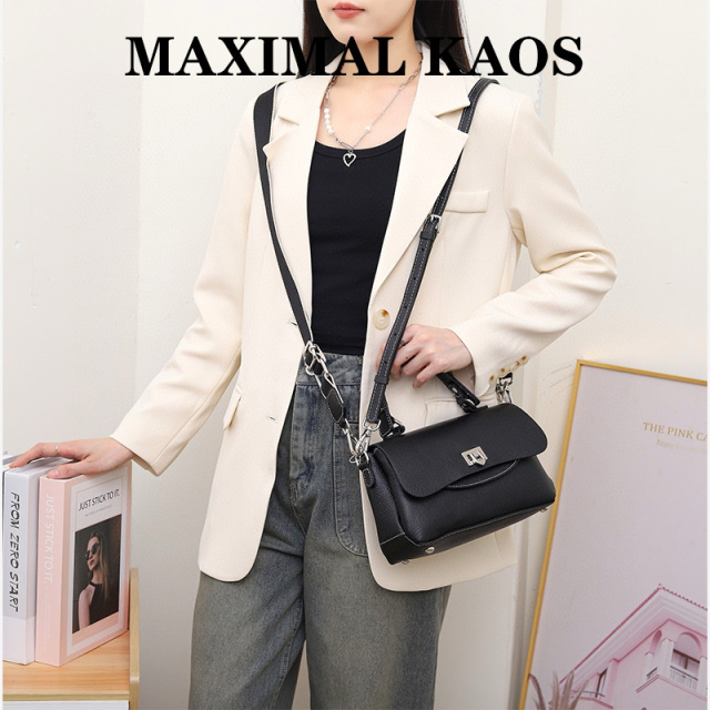 11864674.MAXIMAL KAOS轻奢质感真皮女包头层牛皮新款宽带手提包休闲通勤单肩斜挎包