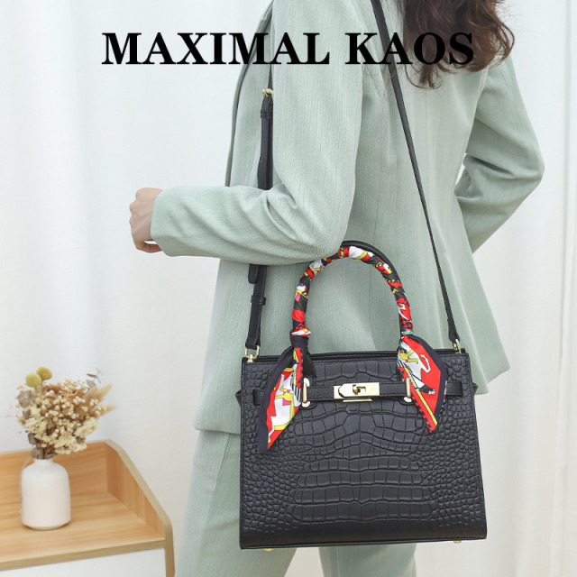 11865534.MAXIMAL KAOS轻奢质感真皮凯莉包女式手提包头层牛皮斜挎包轻奢大气妈妈包包大容量