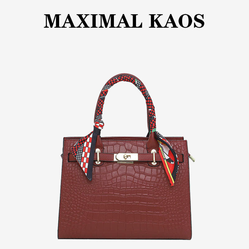 11865534.MAXIMAL KAOS轻奢质感真皮凯莉包女式手提包头层牛皮斜挎包轻奢大气妈妈包包大容量