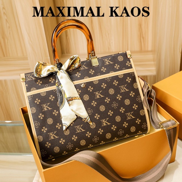 11867872.MAXIMAL KAOS轻奢质感手提包简约时尚百搭精致花料丝巾宽肩带大容量女包