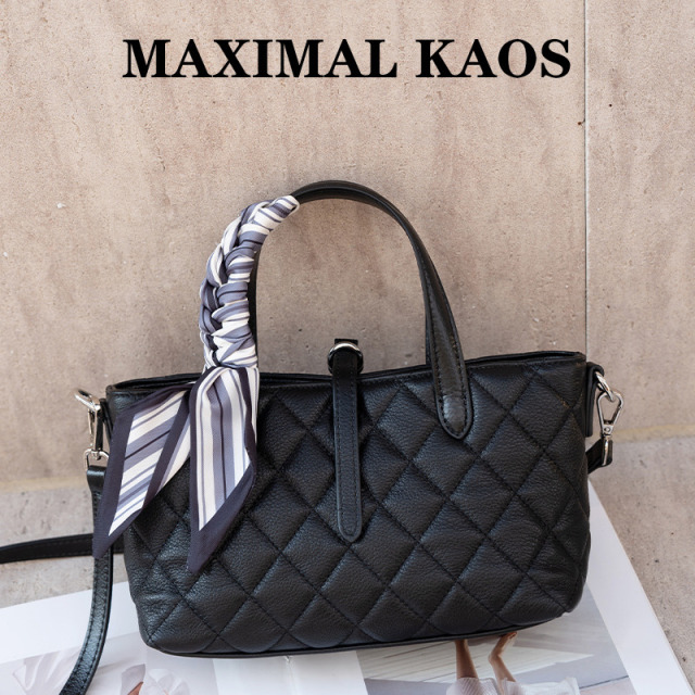 12112682.MAXIMAL KAOS轻奢质感真皮女包经典菱格风头层牛皮随身包休闲通勤包