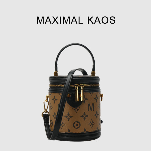12424787.MAXIMAL KAOS轻奢质感花料女包经典水桶包手提圆筒包
