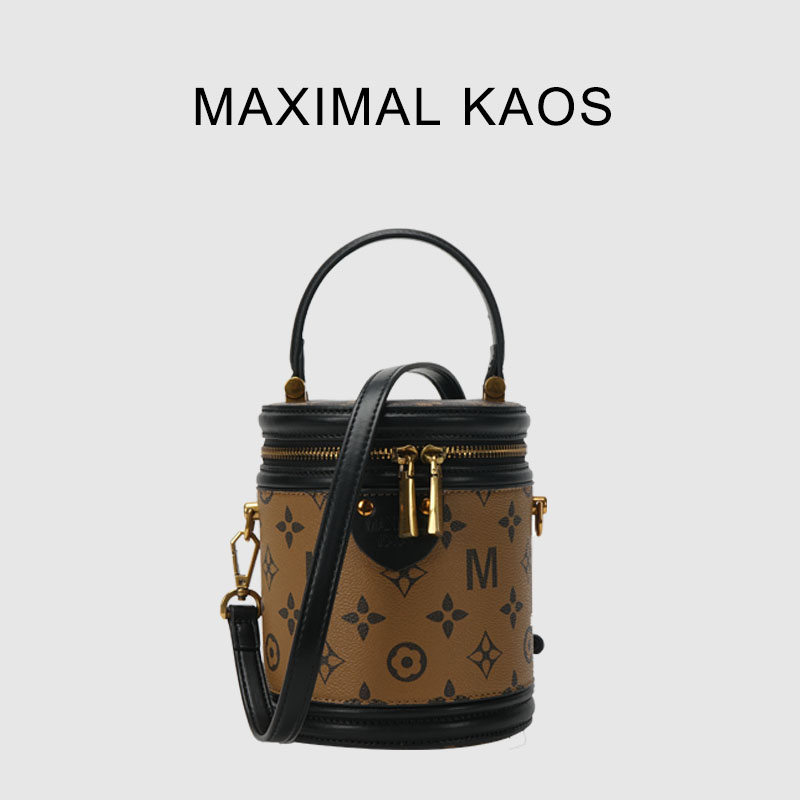 12424787.MAXIMAL KAOS轻奢质感花料女包经典水桶包手提圆筒包