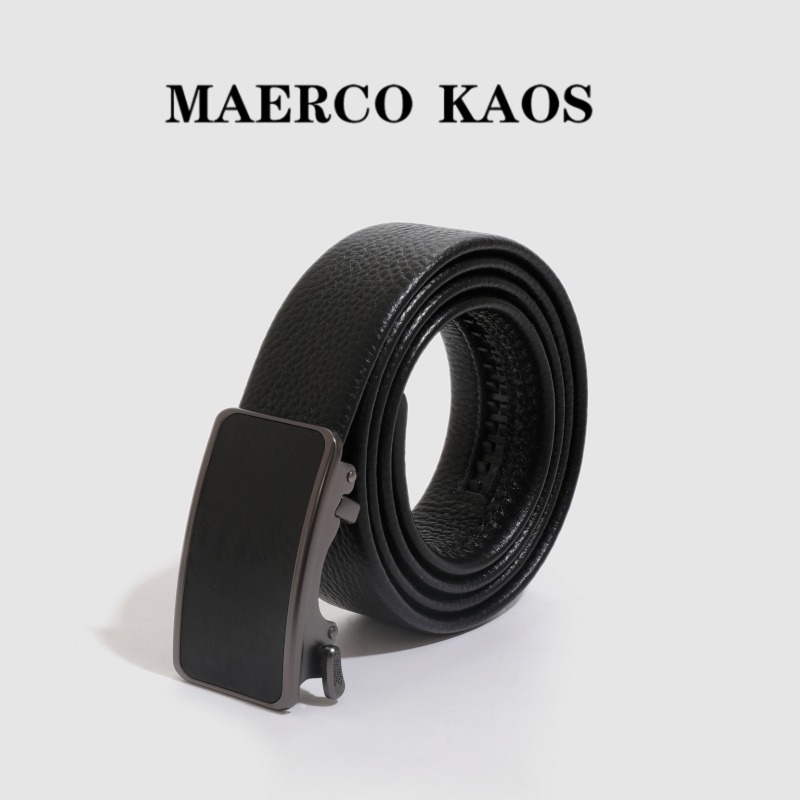 13716787.MAERCO KAOS头层牛皮男士皮带自动扣黑色皮带