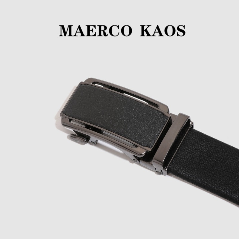 13717199.MAERCO KAOS新款男士在真皮皮带头层牛皮自动扣黑色皮带