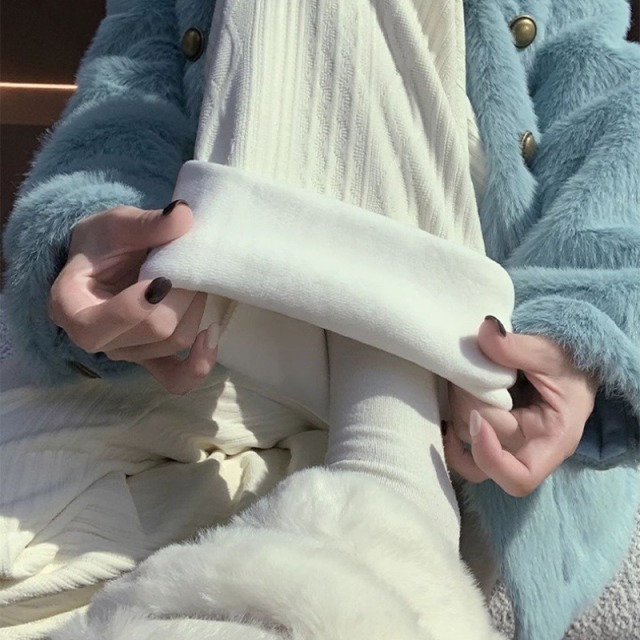 11459433.FEIMI冬季软糯雪尼尔加绒加厚窄版阔腿裤