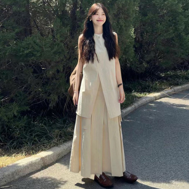 12375396.FEIMI简约文艺清冷感背心半身裙两件套