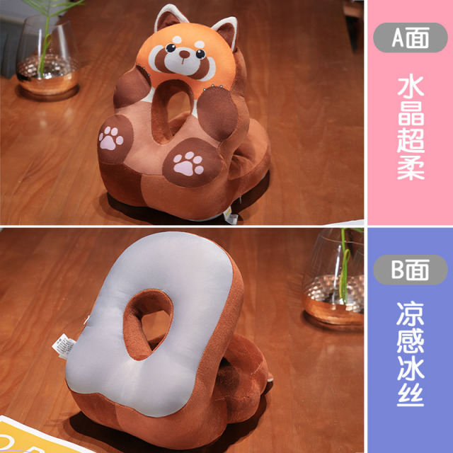 11981659.丽优哲品牌毛绒玩具卡通熊猫派对午睡枕学生桌面趴睡枕办公室工位抱枕午睡神器四季