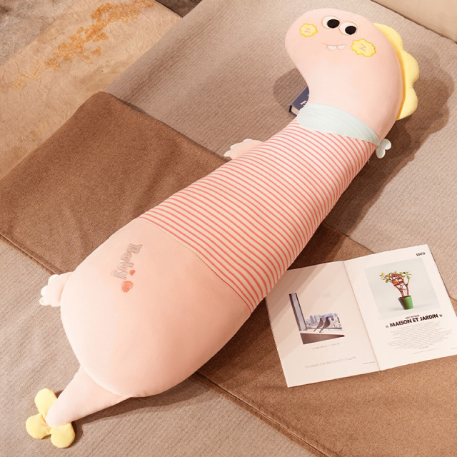 11981592.丽优哲品牌毛绒玩具卡通搞怪小龙条纹长条枕女生床上夹腿侧睡抱枕