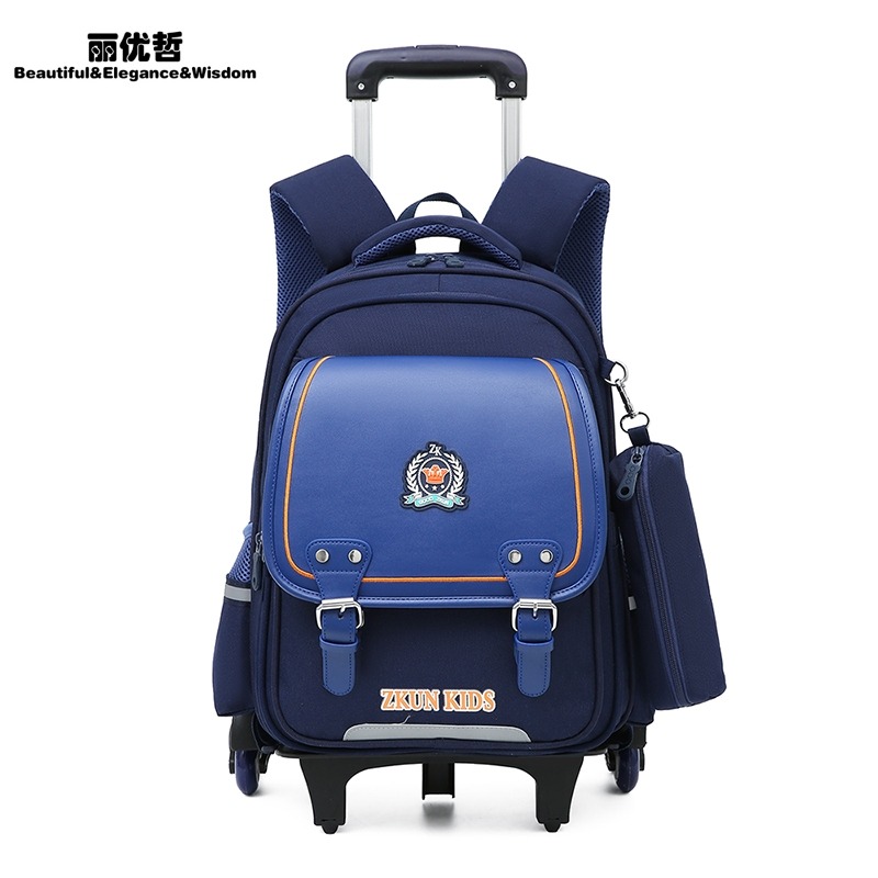 12365596.丽优哲儿童小学生拉杆书包小学大容量多层减负护脊两用男女孩书包夜间反光