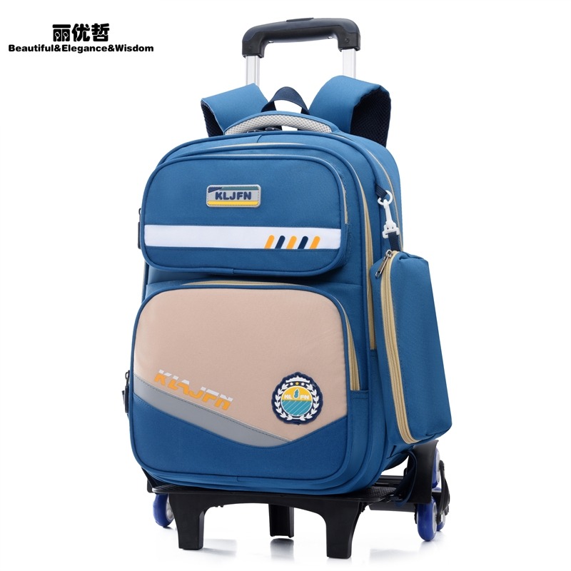12366205.丽优哲新款小学生书包2-6年级轻便携带拉杆背包推拉两用爬梯拉杆书包