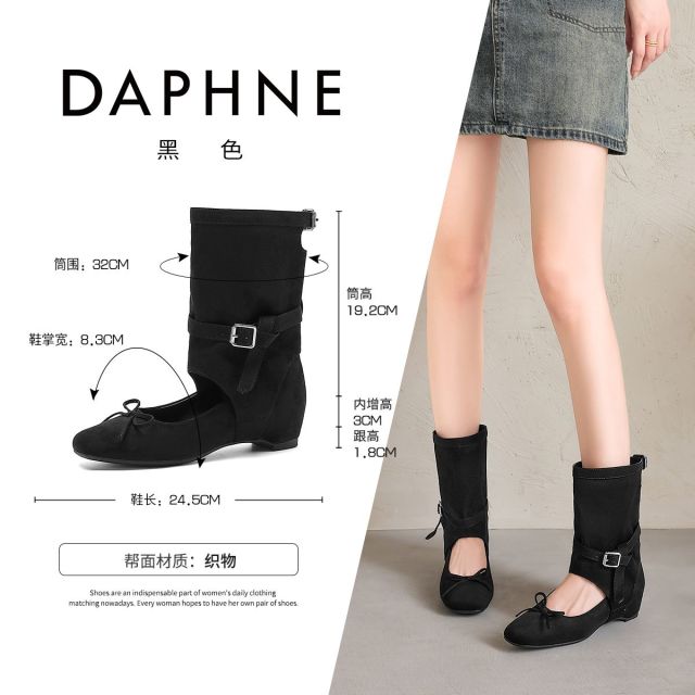 13764075.达芙妮蝴蝶结罗马凉靴女款夏季配裙子凉鞋轻便内增高短靴