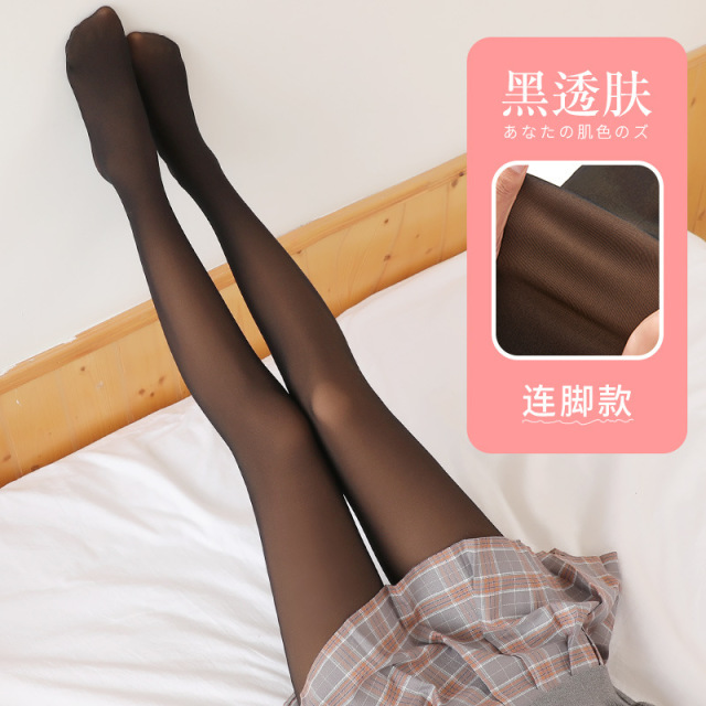 12585731.浪莎假透肉连裤袜一体无缝打底裤丝袜女春秋款夏天空姐灰光腿神器